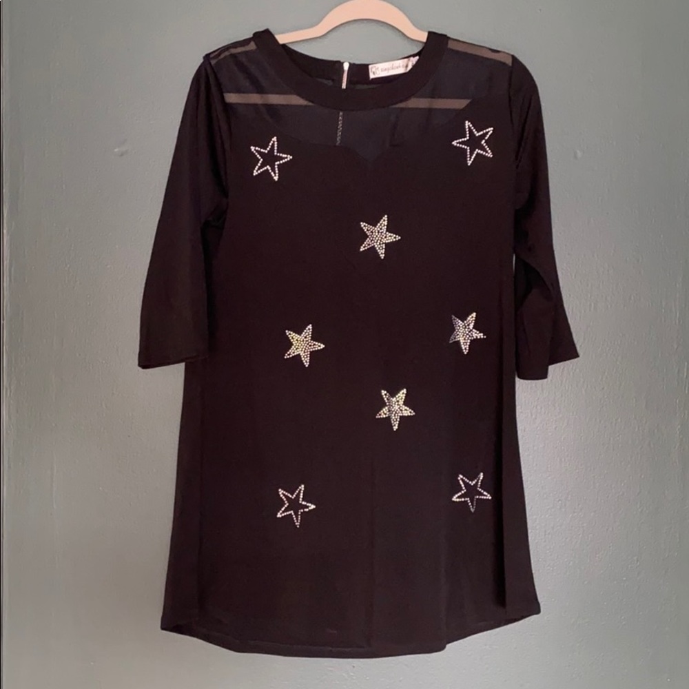Sparkle star black mesh dress
